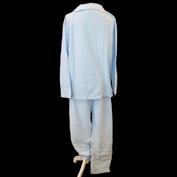 $10 READ NWT J.I.T. Pastel Baby Blue Satin Floral Collar Pants Pajamas Set - Picture 5 of 12